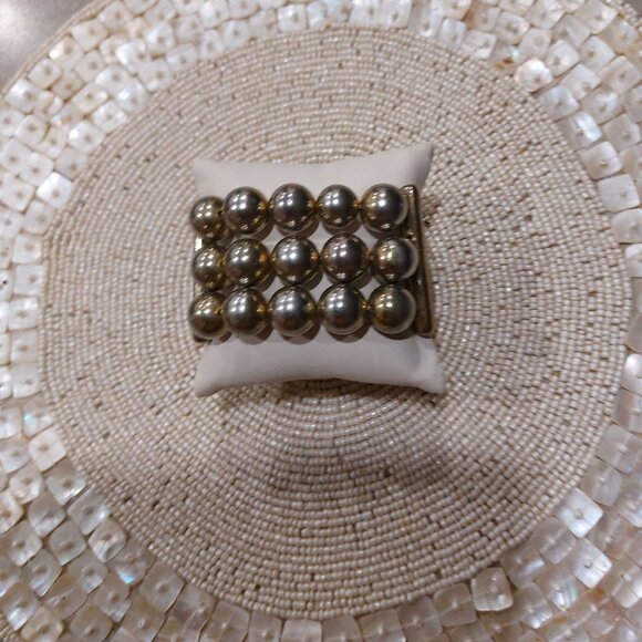 VINTAGE Women's Silver-Tone 2-Sides Stretch Balls Chain Link Bracelet - One Size - Picture 1 of 8